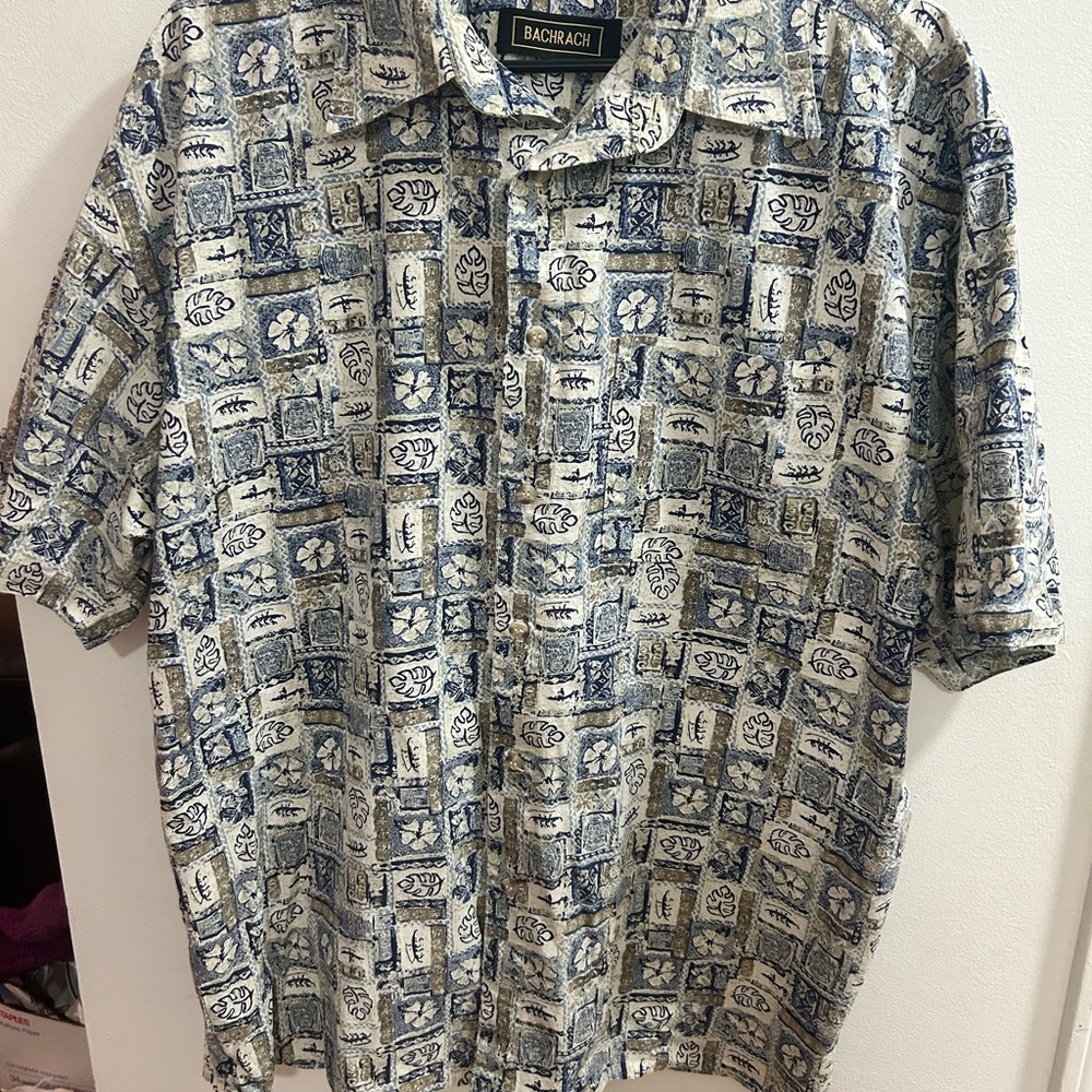 Bachrach XL Blue Patterned‎ Men's Shirt